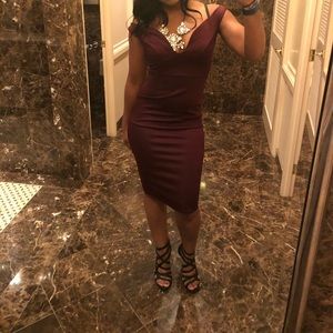 Burgundy dress in like new condition. Worn once!